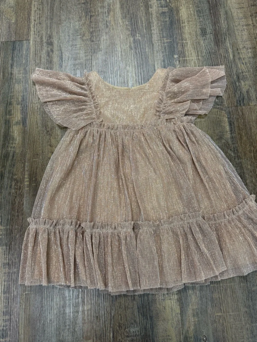 Cat & Jack Shimmery Taupe Ruffle Dress Girls 2T‎ - Picture 12 of 13